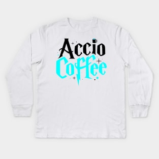 Accio Coffee - Blue Kids Long Sleeve T-Shirt